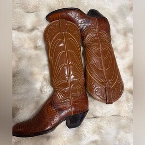 Vintage Black Label Tony Lama Brown Heeled Western Boots